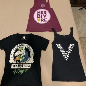Vegan shirt and tanks. Size small